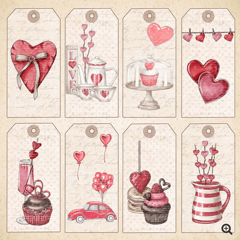 Reprint- Hearts- Blokk- 8x8inch