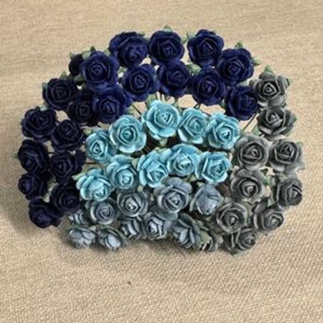 Hovedbilde Papirdesign - Roser blå miks str 1,2 cm - RM1