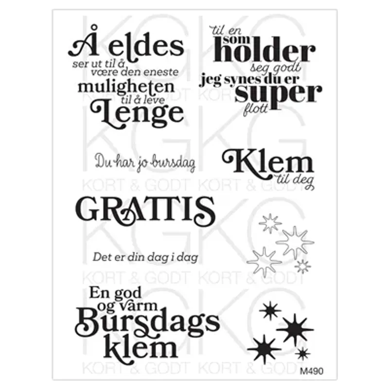 Grattis fra Kort og godt- clearstamp- M490