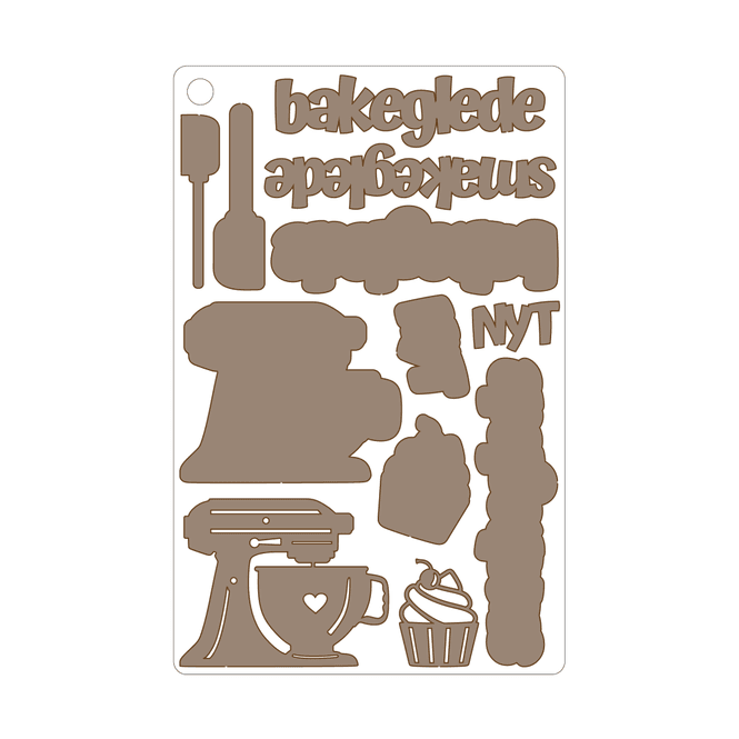 Hovedbilde Bakeglede, selvklebende laserkutt på plate 9x14cm