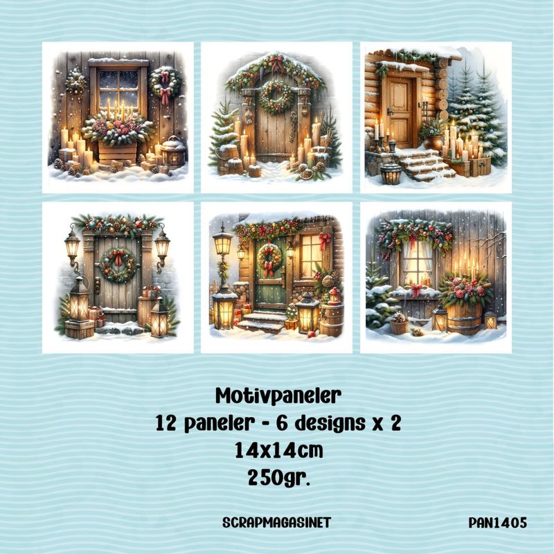Scrapmagasinet-Paneler 1405 - Pakke med 12 paneler i 14x14cm