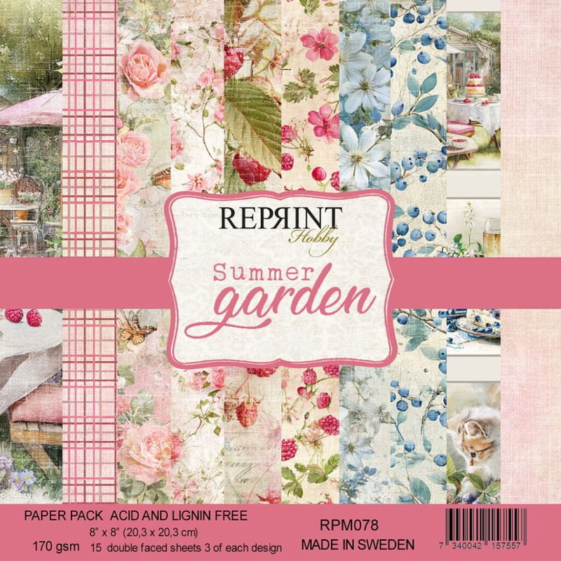  Reprint - Summer Garden Collection -blokk- 8x8inch