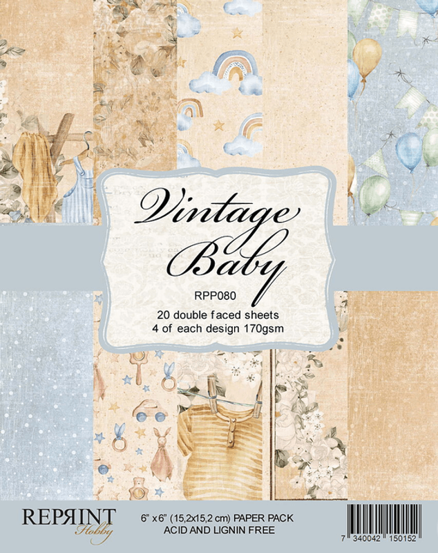 Reprint-Paperpack- Vintage Baby- blokk- 6x6 Inch 