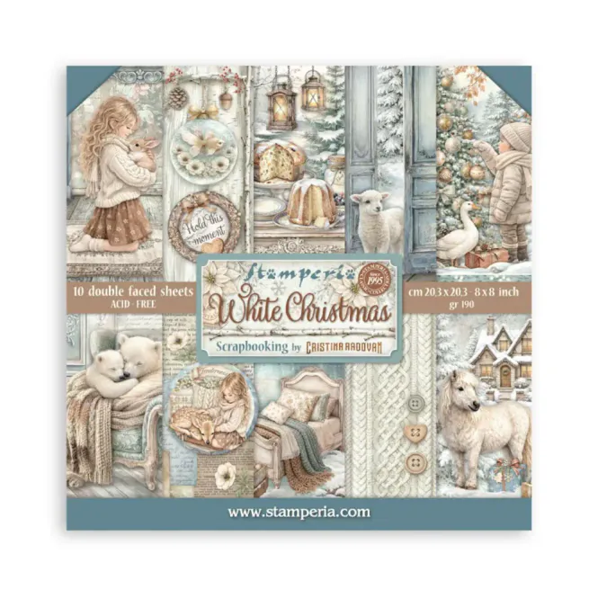 Hovedbilde Stamperia - White Christmas - Paper Pad - 8 x 8