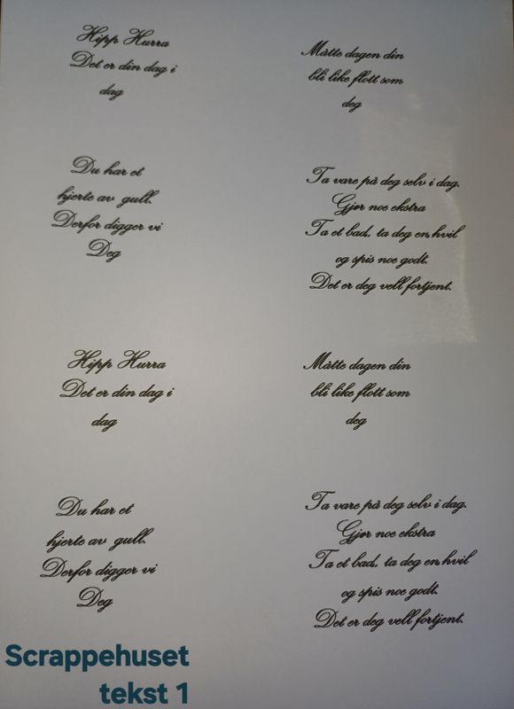 Scrappehusets Egene Klippeark med Tekst