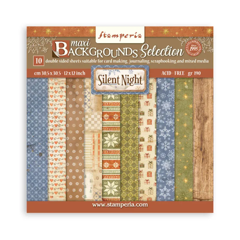 Stamperia - Silent Night - Background Selection - Paper Pad-10 doble ark - 12 x 12