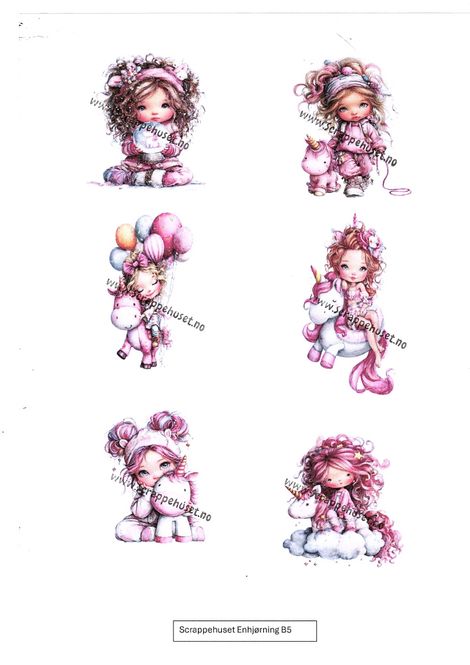 Hovedbilde Bildeark- Scrappehuset- Rosa jente med enhjørning ...