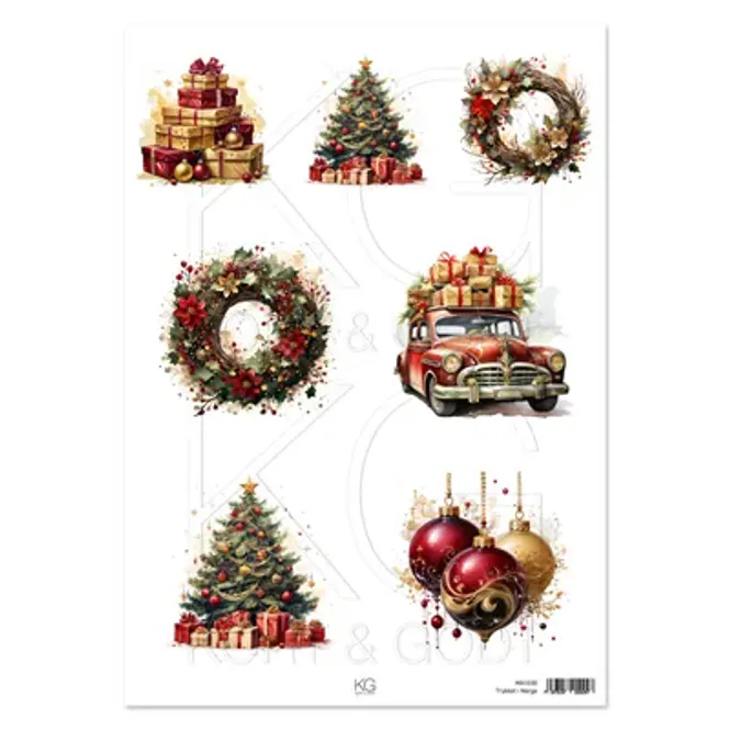 Hovedbilde Kort og Godt-Motivark Julekrans rød 1030 