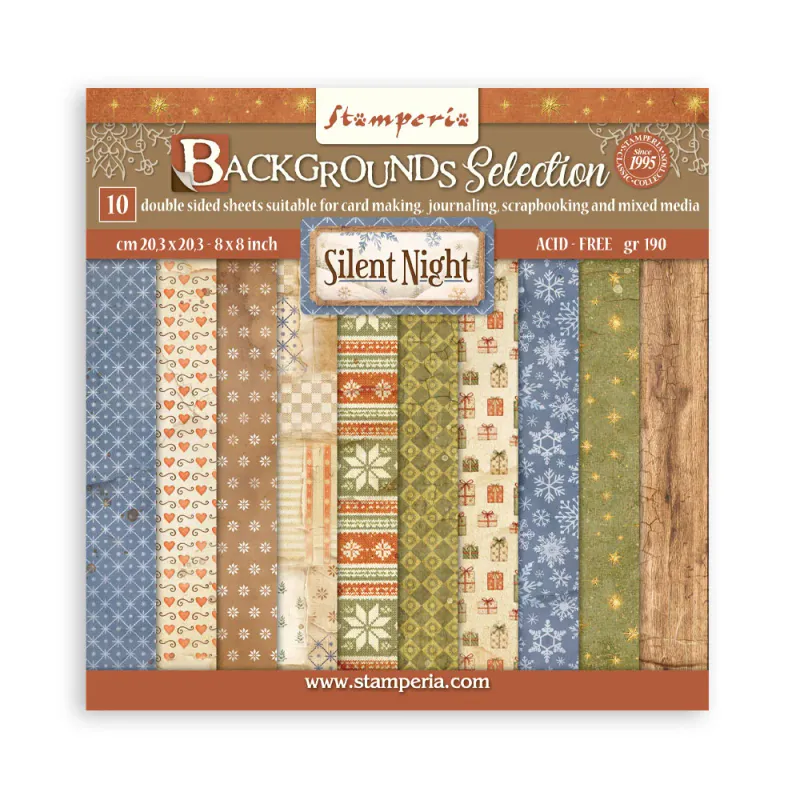 Stamperia - Silent Night - Background Selection Paper Pad - 8 x 8