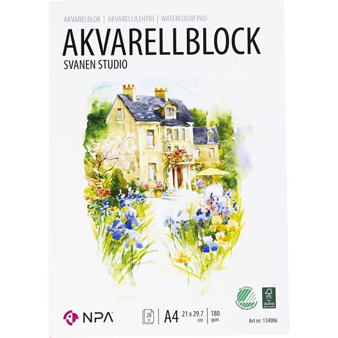 Hovedbilde Akvarell blokk uten struktur fra Svanen studio A4